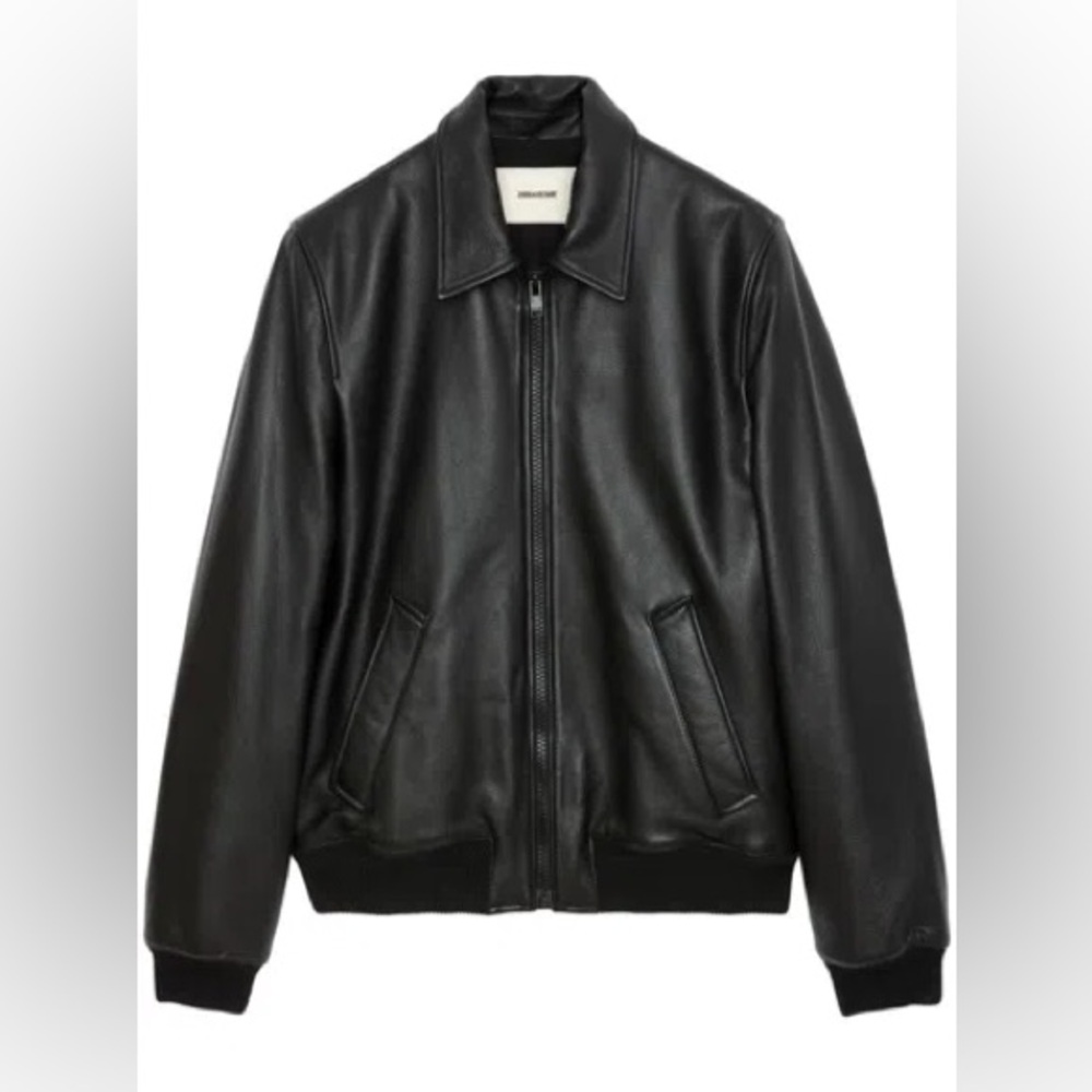 Zadig & Voltaire Black Leather Bomber Jacket